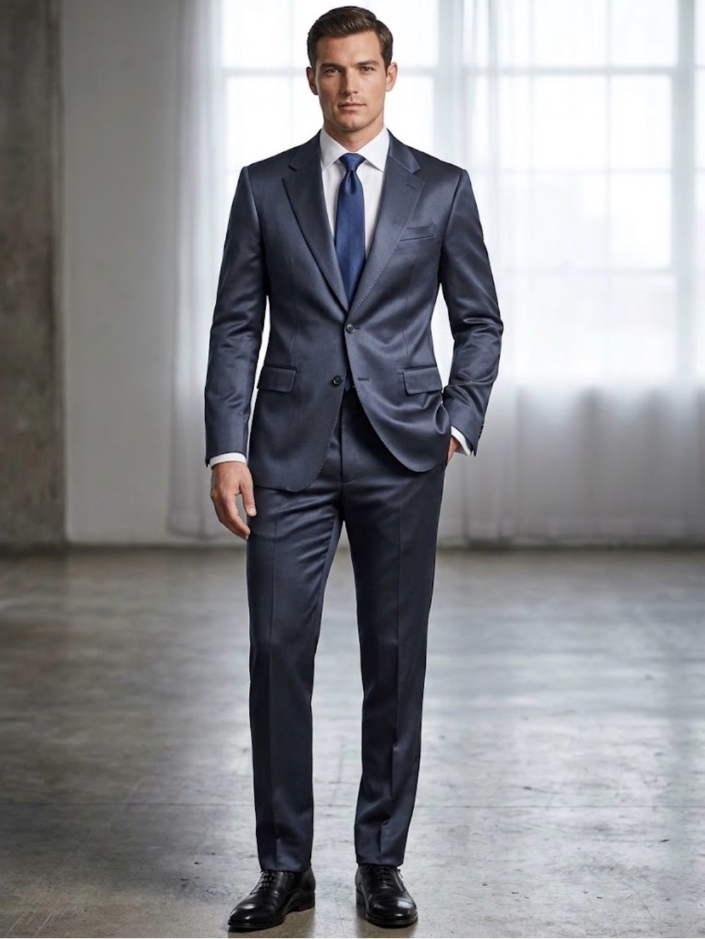 Banana Republic Factory Men's Dark Navy Single-Breasted Suit